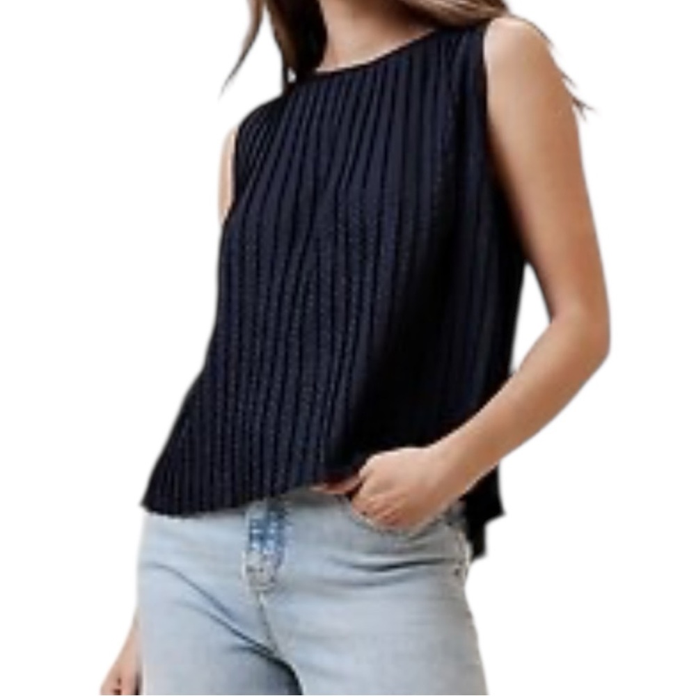 GAP Pleaded Satin Black Sleeveless Top